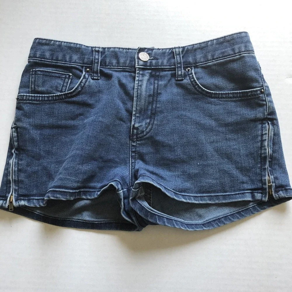 Sound J Zipper Detail Jean Shorts Blue Sz S A1782